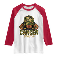 Zodiac Queen Cancer Season Retro Camo Camouflage Graphic Raglan Shirt June July Horoscope Birthday Gift Melanin Women