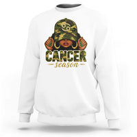 Zodiac Queen Cancer Season Retro Camo Camouflage Graphic Sweatshirt June July Horoscope Birthday Gift Melanin Women