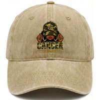 Zodiac Queen Cancer Season Retro Camo Camouflage Graphic Washed Cotton Baseball Cap June July Horoscope Birthday Gift Melanin Women