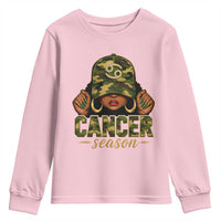 Zodiac Queen Cancer Season Retro Camo Camouflage Graphic Youth Sweatshirt June July Horoscope Birthday Gift Melanin Women