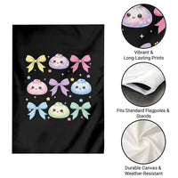 Kawaii Dumpling and Bows Aesthetic Graphic Garden Flag Cute Pastel Bao Dim Sum Coquette Aesthetic