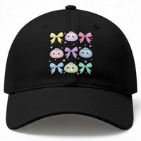 Kawaii Dumpling and Bows Aesthetic Graphic Baseball Cap Cute Pastel Bao Dim Sum Coquette Aesthetic