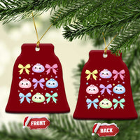 Kawaii Dumpling and Bows Aesthetic Graphic Ceramic Ornament Cute Pastel Bao Dim Sum Coquette Aesthetic