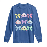 Kawaii Dumpling and Bows Aesthetic Graphic Long Sleeve Shirt Cute Pastel Bao Dim Sum Coquette Aesthetic