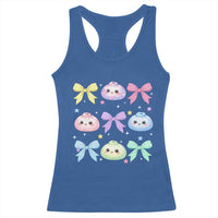 Kawaii Dumpling and Bows Aesthetic Graphic Racerback Tank Top Cute Pastel Bao Dim Sum Coquette Aesthetic