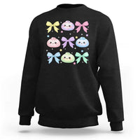 Kawaii Dumpling and Bows Aesthetic Graphic Sweatshirt Cute Pastel Bao Dim Sum Coquette Aesthetic