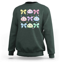 Kawaii Dumpling and Bows Aesthetic Graphic Sweatshirt Cute Pastel Bao Dim Sum Coquette Aesthetic