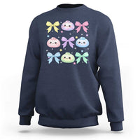 Kawaii Dumpling and Bows Aesthetic Graphic Sweatshirt Cute Pastel Bao Dim Sum Coquette Aesthetic