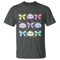 Kawaii Dumpling and Bows Aesthetic Graphic T Shirt Cute Pastel Bao Dim Sum Coquette Aesthetic
