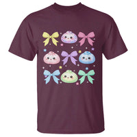 Kawaii Dumpling and Bows Aesthetic Graphic T Shirt Cute Pastel Bao Dim Sum Coquette Aesthetic