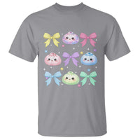 Kawaii Dumpling and Bows Aesthetic Graphic T Shirt Cute Pastel Bao Dim Sum Coquette Aesthetic