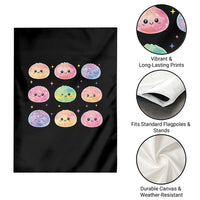 Kawaii Glitter Dumpling Face Grid Graphic Garden Flag Cute Pastel Bao Emoji Expressions