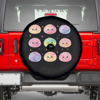 Kawaii Glitter Dumpling Face Grid Graphic Spare Tire Cover Cute Pastel Bao Emoji Expressions