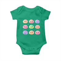 Kawaii Glitter Dumpling Face Grid Graphic Baby Onesie Cute Pastel Bao Emoji Expressions