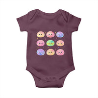 Kawaii Glitter Dumpling Face Grid Graphic Baby Onesie Cute Pastel Bao Emoji Expressions