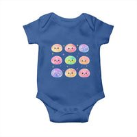 Kawaii Glitter Dumpling Face Grid Graphic Baby Onesie Cute Pastel Bao Emoji Expressions