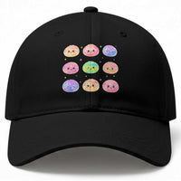 Kawaii Glitter Dumpling Face Grid Graphic Baseball Cap Cute Pastel Bao Emoji Expressions