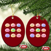 Kawaii Glitter Dumpling Face Grid Graphic Ceramic Ornament Cute Pastel Bao Emoji Expressions