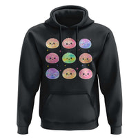 Kawaii Glitter Dumpling Face Grid Graphic Hoodie Cute Pastel Bao Emoji Expressions