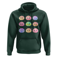 Kawaii Glitter Dumpling Face Grid Graphic Hoodie Cute Pastel Bao Emoji Expressions