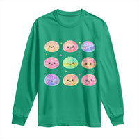 Kawaii Glitter Dumpling Face Grid Graphic Long Sleeve Shirt Cute Pastel Bao Emoji Expressions