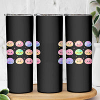 Kawaii Glitter Dumpling Face Grid Graphic Skinny Tumbler Cute Pastel Bao Emoji Expressions