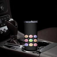 Kawaii Glitter Dumpling Face Grid Graphic Skinny Tumbler Cute Pastel Bao Emoji Expressions