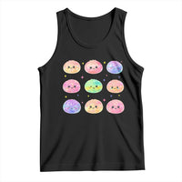 Kawaii Glitter Dumpling Face Grid Graphic Tank Top Cute Pastel Bao Emoji Expressions