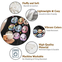 Kawaii Glitter Dumpling Bao Dim Sum Graphic Throw Blanket Cute Pastel Foodie Squishy Hearts and Flowers