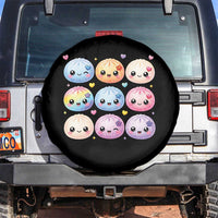 Kawaii Glitter Dumpling Bao Dim Sum Graphic Spare Tire Cover Cute Pastel Foodie Squishy Hearts and Flowers