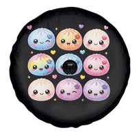 Kawaii Glitter Dumpling Bao Dim Sum Graphic Spare Tire Cover Cute Pastel Foodie Squishy Hearts and Flowers