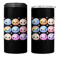 Kawaii Glitter Dumpling Bao Dim Sum Graphic 4 in 1 Can Cooler Tumbler Cute Pastel Foodie Squishy Hearts and Flowers