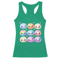 Kawaii Glitter Dumpling Bao Dim Sum Graphic Racerback Tank Top Cute Pastel Foodie Squishy Hearts and Flowers