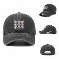 Kawaii Glitter Dumpling Bao Dim Sum Graphic Washed Cotton Baseball Cap Cute Pastel Foodie Squishy Hearts and Flowers