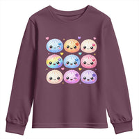 Kawaii Glitter Dumpling Bao Dim Sum Graphic Youth Sweatshirt Cute Pastel Foodie Squishy Hearts and Flowers