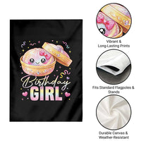 Kawaii Birthday Girl Glitter Dumpling Graphic Garden Flag Cute Pink Bow Dim Sum Party Gift