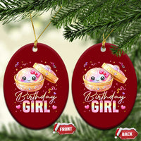 Kawaii Birthday Girl Glitter Dumpling Graphic Ceramic Ornament Cute Pink Bow Dim Sum Party Gift