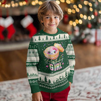 Kawaii Birthday Girl Glitter Dumpling Graphic Ugly Christmas Sweater Cute Pink Bow Dim Sum Party Gift