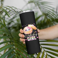 Kawaii Birthday Girl Glitter Dumpling Graphic Skinny Tumbler Cute Pink Bow Dim Sum Party Gift