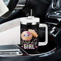 Kawaii Birthday Girl Glitter Dumpling Graphic Tumbler With Handle Cute Pink Bow Dim Sum Party Gift