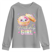 Kawaii Birthday Girl Glitter Dumpling Graphic Youth Sweatshirt Cute Pink Bow Dim Sum Party Gift