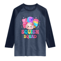 Squish Squad Kawaii Glitter Dumpling and Candy Graphic Raglan Shirt Cute Gummy Bear Popsicle