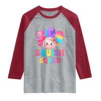 Squish Squad Kawaii Glitter Dumpling and Candy Graphic Raglan Shirt Cute Gummy Bear Popsicle