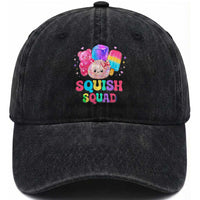 Squish Squad Kawaii Glitter Dumpling and Candy Graphic Washed Cotton Baseball Cap Cute Gummy Bear Popsicle