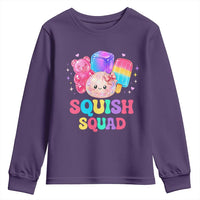 Squish Squad Kawaii Glitter Dumpling and Candy Graphic Youth Sweatshirt Cute Gummy Bear Popsicle