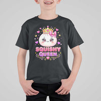 Squishy Queen Kawaii Glitter Dumpling Graphic T Shirt For Kid Cute Tiara Crown and Pink Bow