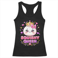 Squishy Queen Kawaii Glitter Dumpling Graphic Racerback Tank Top Cute Tiara Crown and Pink Bow