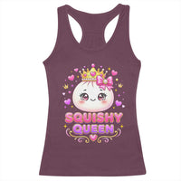 Squishy Queen Kawaii Glitter Dumpling Graphic Racerback Tank Top Cute Tiara Crown and Pink Bow