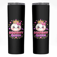 Squishy Queen Kawaii Glitter Dumpling Graphic Skinny Tumbler Cute Tiara Crown and Pink Bow