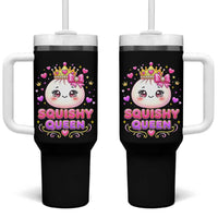 Squishy Queen Kawaii Glitter Dumpling Graphic Tumbler With Handle Cute Tiara Crown and Pink Bow